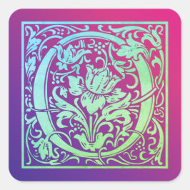 Pegatina Cuadrada Letra O Colorosa Vintage Primera Letra Gradiente