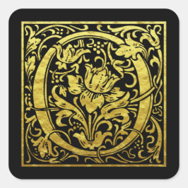Pegatina Cuadrada Letra O primera letra Faux Gold negro