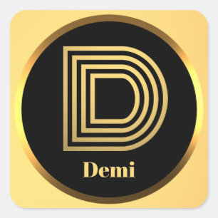 Pegatina Cuadrada Letra oro monogramada personalizada D