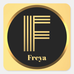 Pegatina Cuadrada Letra oro monogramada personalizada F