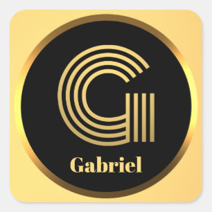 Pegatina Cuadrada Letra oro monogramada personalizada G