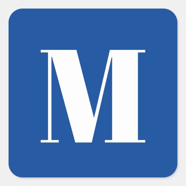 Pegatina Cuadrada Letra profunda azul inicial monograma moderno esti (Anverso)