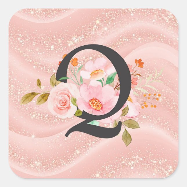 Pegatina Cuadrada Letra Q (Anverso)
