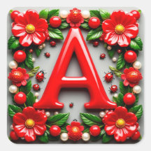 🐞 Letra Roja Decorativa Mariquita Amapola Perla