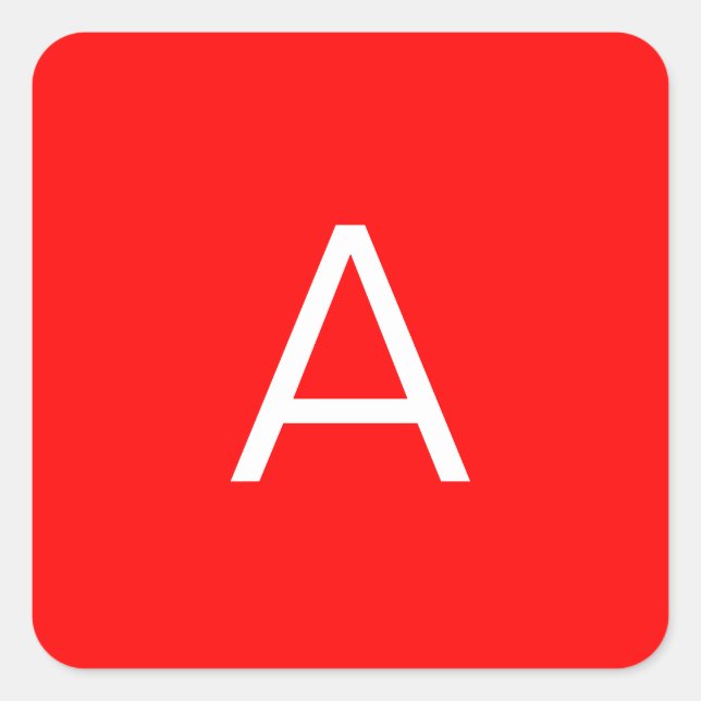 Pegatina Cuadrada Letra roja monograma inicial profesional (Anverso)