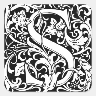 Pegatina Cuadrada Letra S Monograma Medieval Arte Nouveau