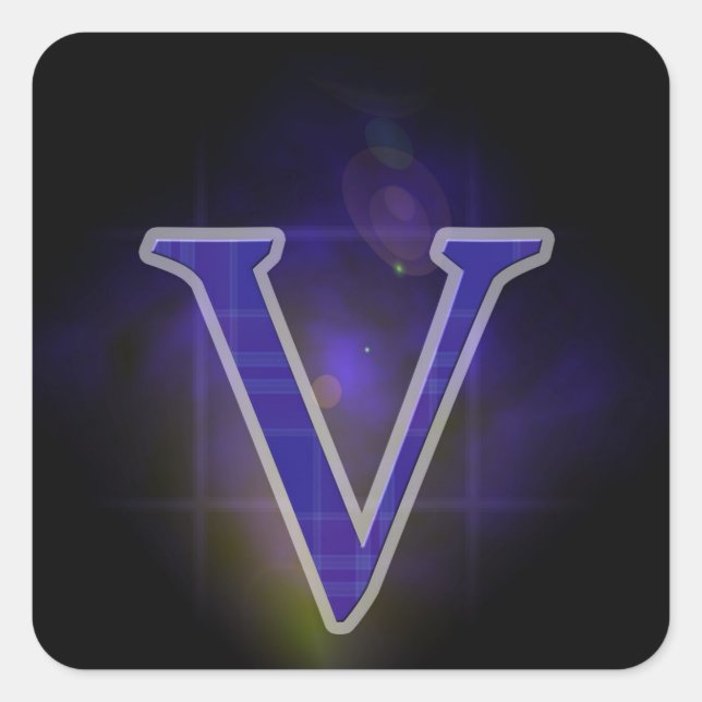 Pegatina Cuadrada Letra V (Anverso)