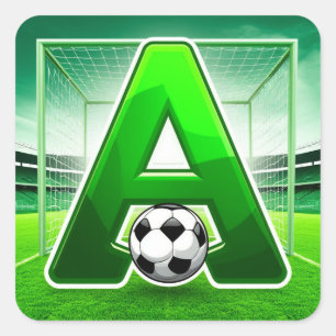 Pegatina Cuadrada ⚽ Letra Verde A Logotipo de Fútbol Estadio Gol Dep
