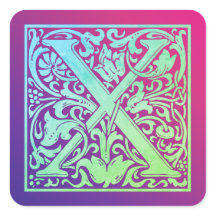 Letra X Color Vintage Primer Gradiente De Letra