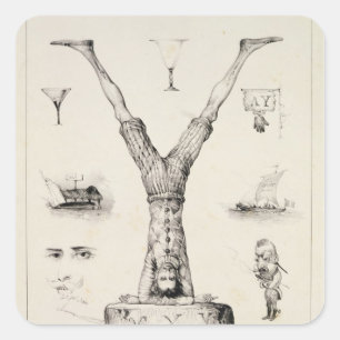 Pegatina Cuadrada Letra Y de una cartilla del alfabeto