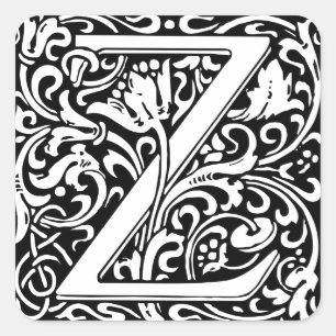 Pegatina Cuadrada Letra Z Monograma Medieval Art Nouveau