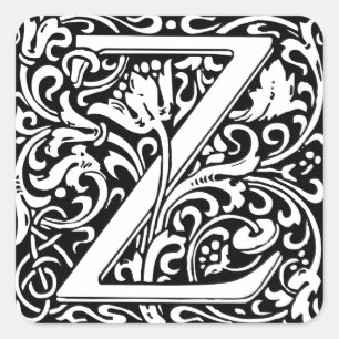 Pegatina Cuadrada Letra Z Monograma medieval Art Nouveau