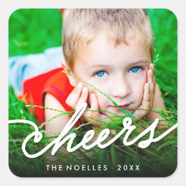 Pegatina Cuadrada Letras de Caligrafía de Felicitaciones Foto Modern