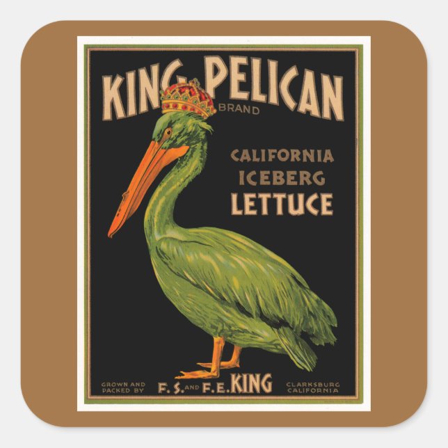 Pegatina Cuadrada Letras de marca King Pelican (Anverso)