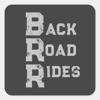 Pegatina Cuadrada Letras grises con el logotipo "Back Road Rieds"