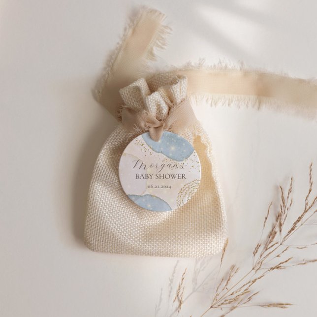 Pegatina Cuadrada Letras Iniciales para Baby Shower Abstracto con Br (Subido por el creador)