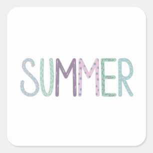 Pegatina Cuadrada letras multicolores de verano