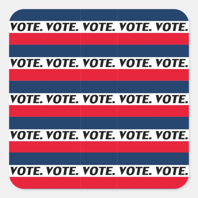 Pegatina Cuadrada Letras negras "Vote", blanco azul rojo (Anverso)