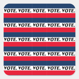 Pegatina Cuadrada Letras negras "Vote", blanco azul rojo