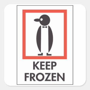 Pegatina Cuadrada Letrero Divertido de Pingüino Congelado