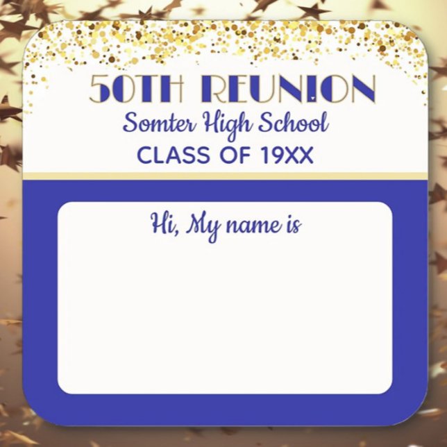 Pegatina Cuadrada Let's Party! 50th Class Reunion custom  (Subido por el creador)