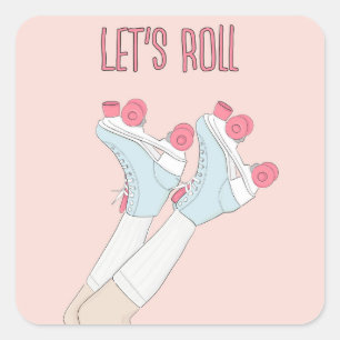 Pegatina Cuadrada Lets Rollerskate