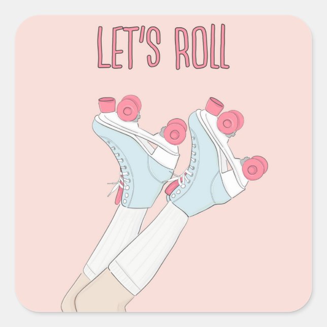 Pegatina Cuadrada Lets Rollerskate (Anverso)