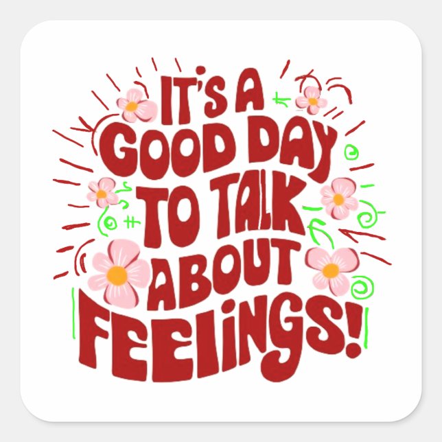 Pegatina Cuadrada Let's talk about feelings (Anverso)