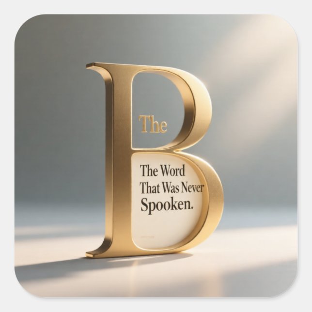 Pegatina Cuadrada Letter B – Modern Minimal Typography Design (Anverso)