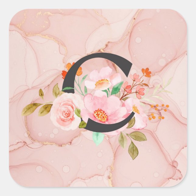 Pegatina Cuadrada Letter C (Anverso)