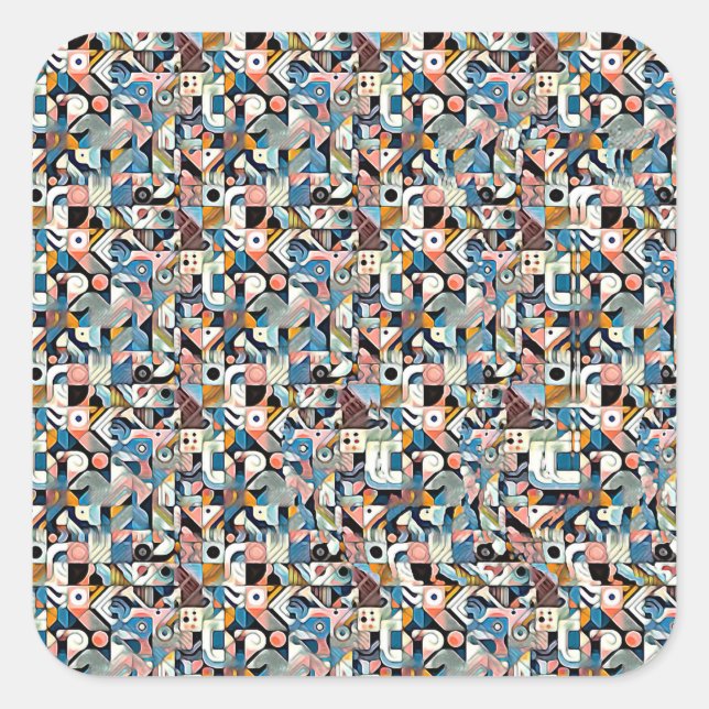 Pegatina Cuadrada Letter J Stereogram, Set of 6, Large 3x3 (Anverso)