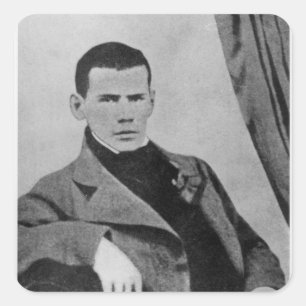 Pegatina Cuadrada Lev Nikolaevich Tolstoy como estudiante
