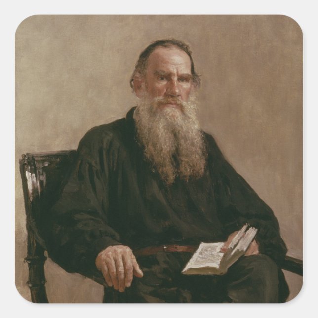 Pegatina Cuadrada Lev Tolstoy 1887 (Anverso)