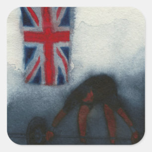 Pegatina Cuadrada Levantador de pesos 2010