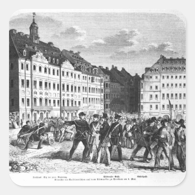 Pegatina Cuadrada Levantamiento en Dresde (Anverso)