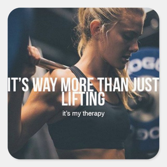 Pegatina Cuadrada Levantar es mi terapia - El entrenamiento del gimn (Anverso)