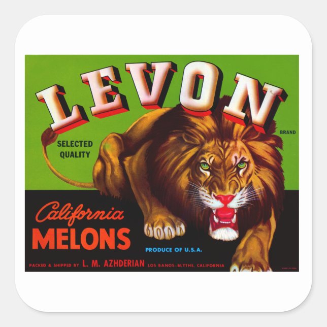 Pegatina Cuadrada Levon California Melons (Anverso)