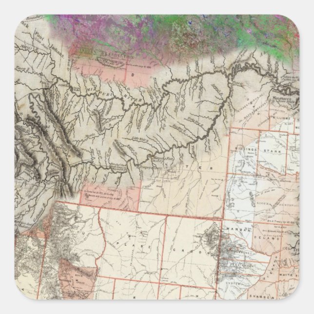 Pegatina Cuadrada Lewis y Clark (Anverso)