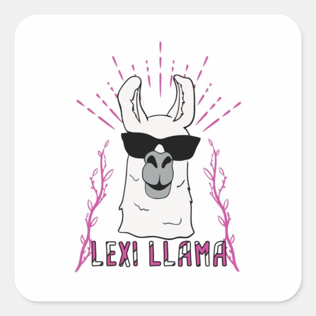 Pegatina Cuadrada Lexi Llama (Anverso)