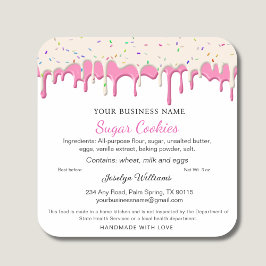 Pegatina Cuadrada Ley de algodón con gotero de fresa y vainilla