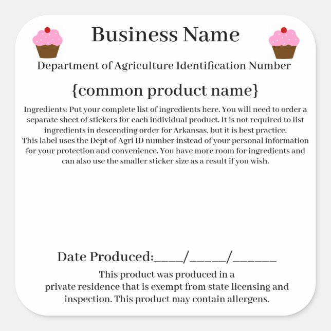 Pegatina Cuadrada Ley de artesanía de Arkansas/Ley de libertad alime (Anverso)