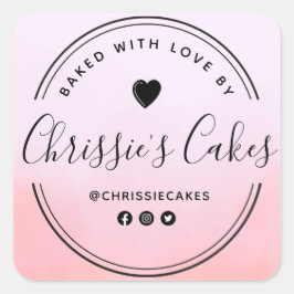 Pegatina Cuadrada Leyenda de acuarela encantadora casera