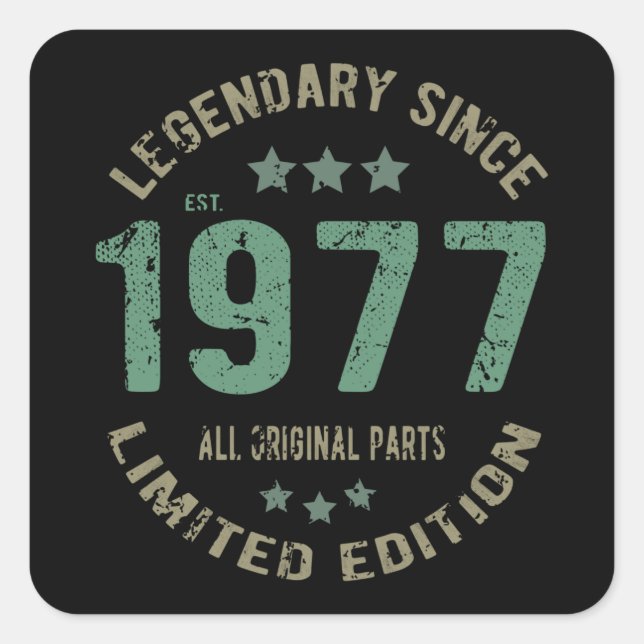 Pegatina Cuadrada Leyenda de cumpleaños de 44 años (Anverso)