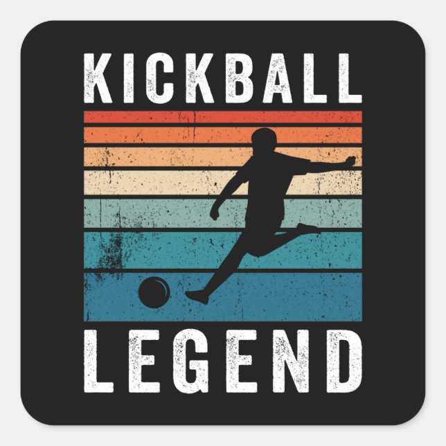 Pegatina Cuadrada Leyenda de Kickball (Anverso)