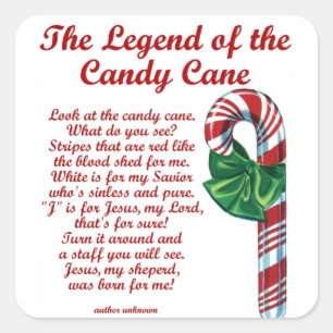 Pegatina Cuadrada Leyenda De Los Navidades Religiosos De Candy Cane