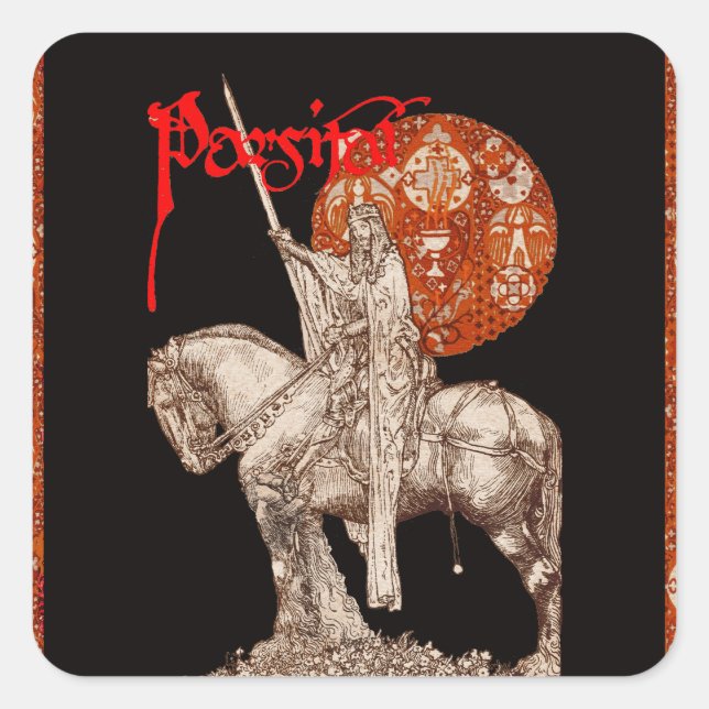 Pegatina Cuadrada LEYENDA DE PERCEVAL/CUESTIÓN DE LA SAGRADA Fantasí (Anverso)