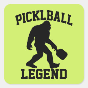 Pegatina Cuadrada Leyenda Divertida de Pickleball de Bigfoot
