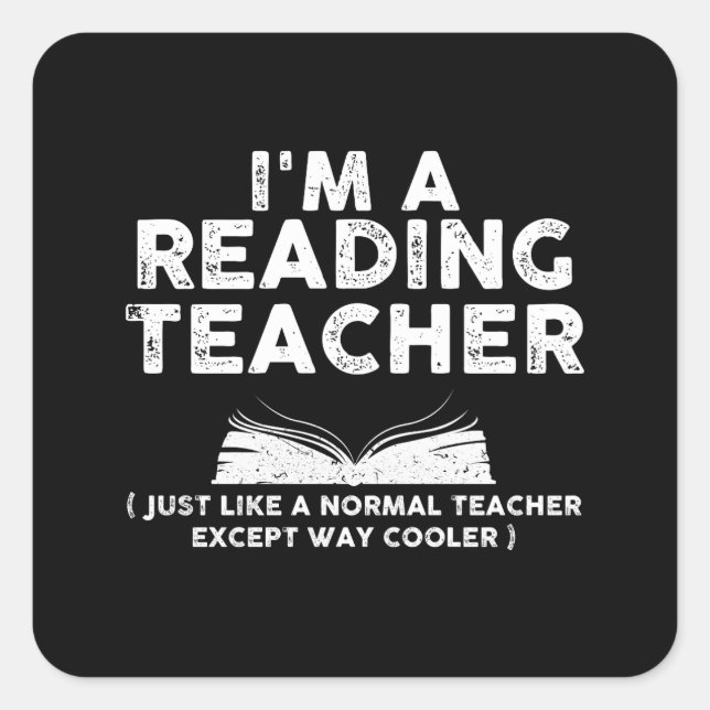 Pegatina Cuadrada Leyendo profesor - Soy un profesor de lectura (Anverso)