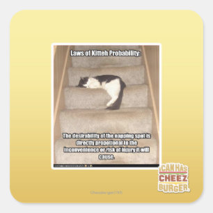 Pegatina Cuadrada Leyes de la probabilidad de Kitteh