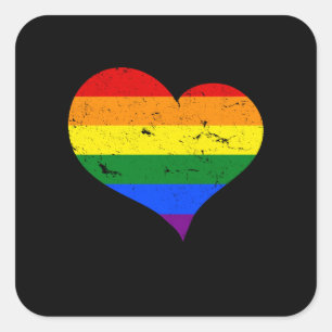 Pegatina Cuadrada LGBT - Lesbian Gay Bisexual Transgender Heart